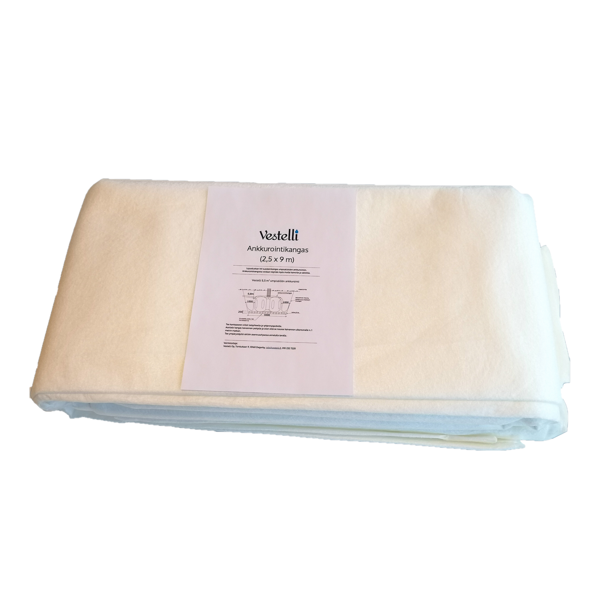 Vestelli Ankkurointikangas N4 rullalla, 2,5 x 9 m, umpisäiliöiden ja kaivojen ankkurointiin